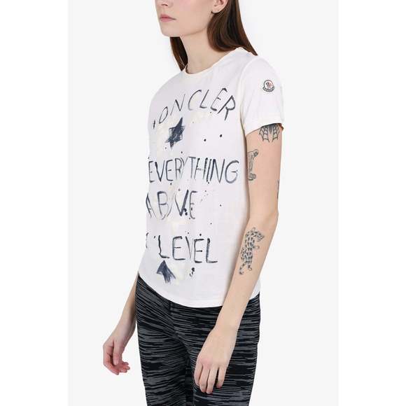 Moncler White Cotton Printed T-Shirt Kids Size L - Picture 2 of 3